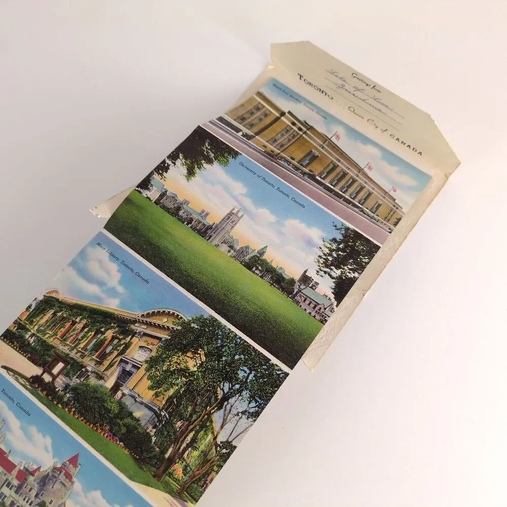Toronto Ontario Canada 1940s Fold-Out‎ Postcards Buildings Night Community City